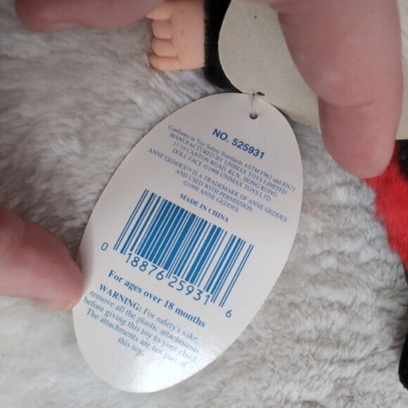 NWT 1997 Anne Geddes 9" mini Sleeping Baby Ladybug Plush Bean Doll - Picture 4 of 7